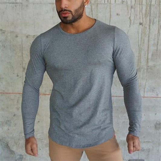 Men's Sports Solid Color Fitness Slim Long Sleeve And Short Sleeve T-shirt