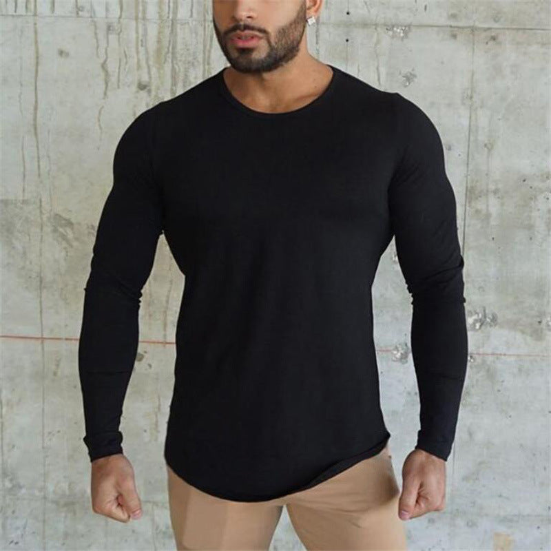 Men's Sports Solid Color Fitness Slim Long Sleeve And Short Sleeve T-shirt