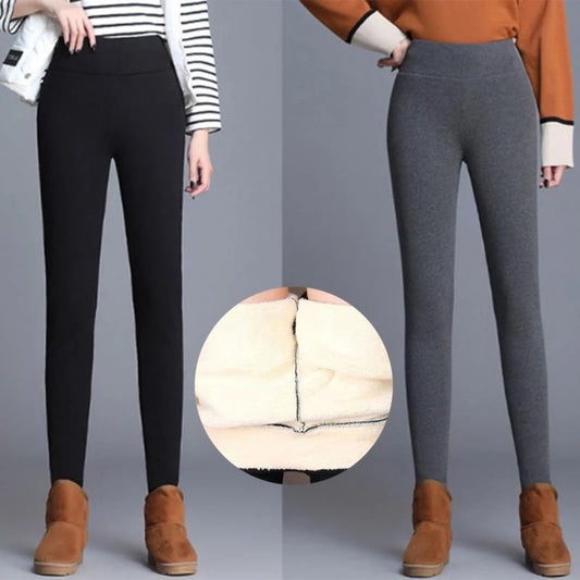 Women's Winter Outerwear Lambswool Cotton Slim Fitted Waist High Waist Warm-keeping Pants