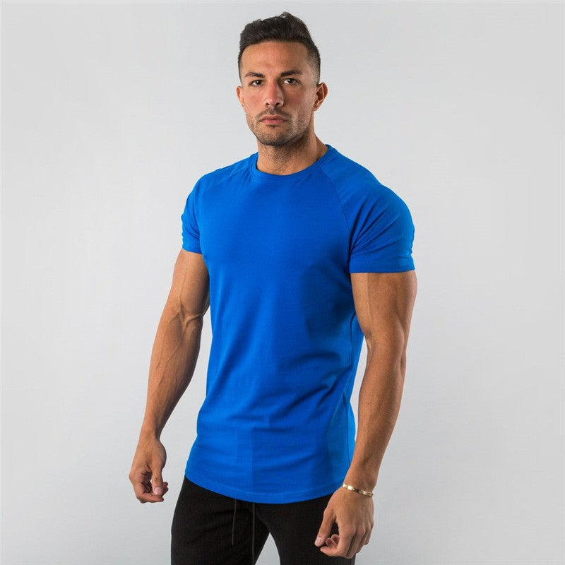 Men's Sports Solid Color Fitness Slim Long Sleeve And Short Sleeve T-shirt