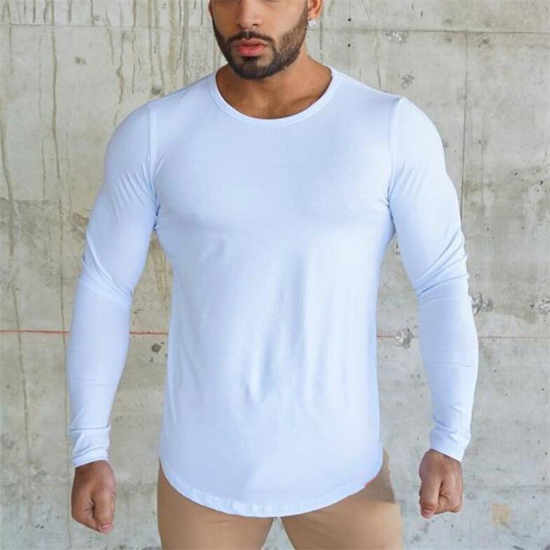 Men's Sports Solid Color Fitness Slim Long Sleeve And Short Sleeve T-shirt