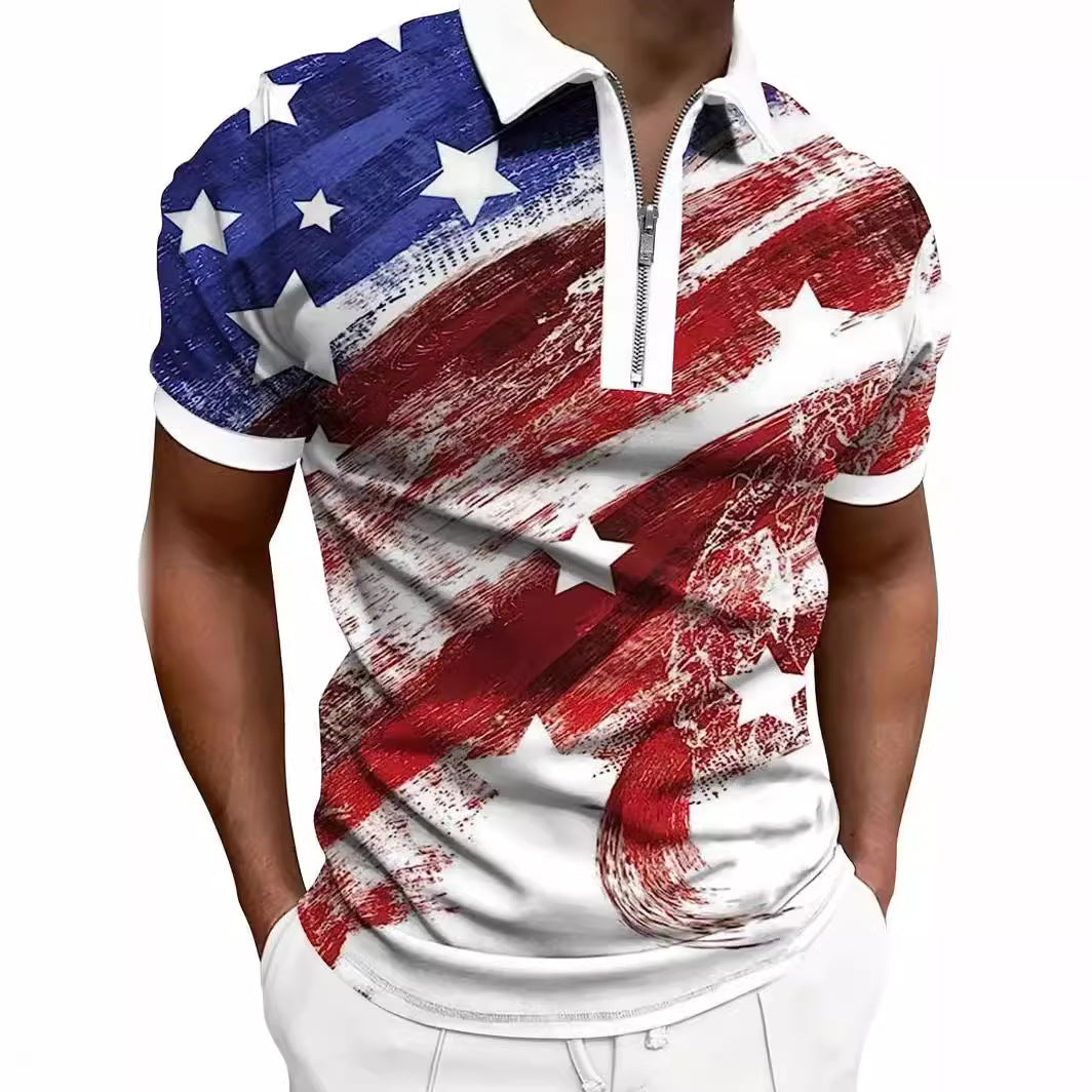 Men's Print Breathable Fashion Polo Shirt Top