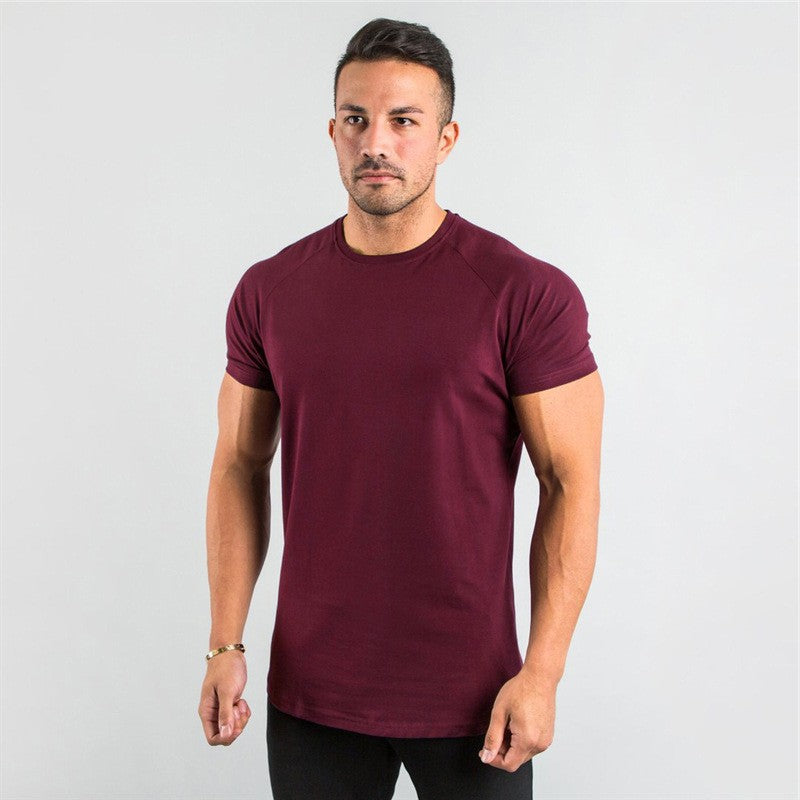 Men's Sports Solid Color Fitness Slim Long Sleeve And Short Sleeve T-shirt