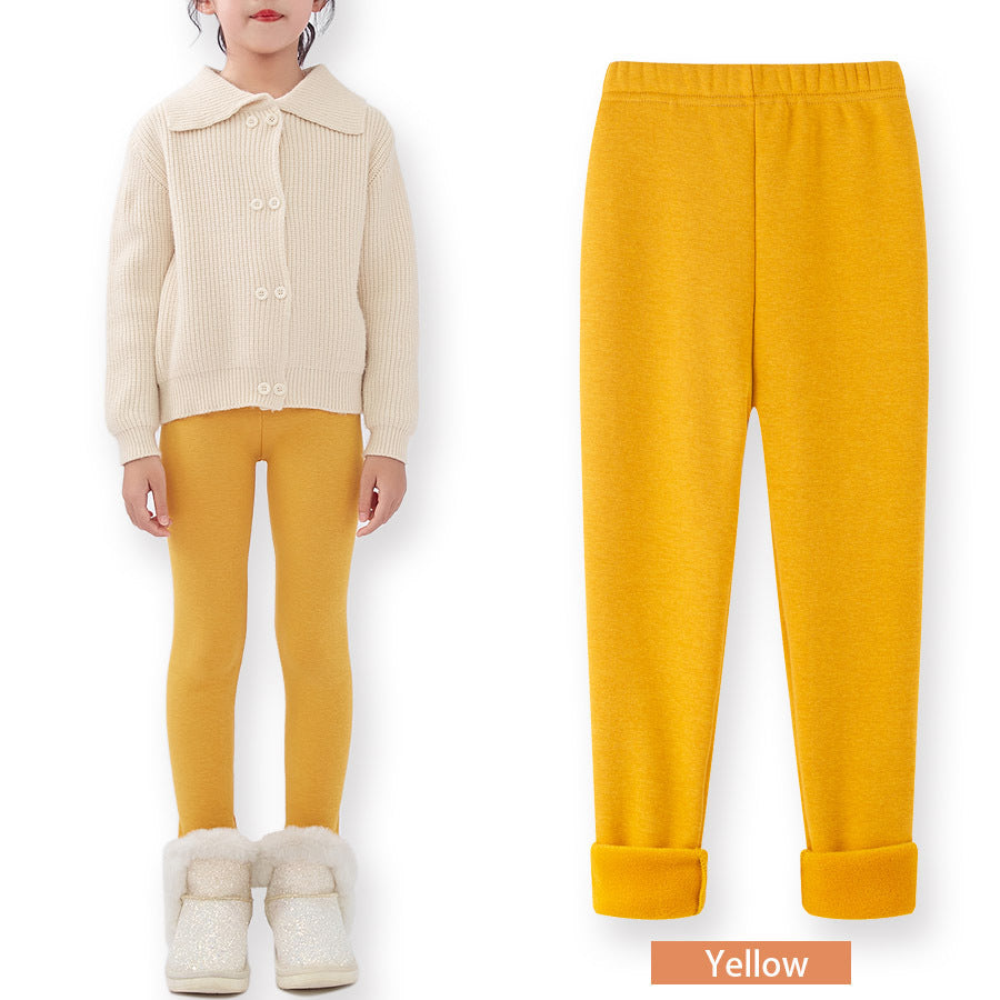 FallWinter Hot-selling Girls' Leggings Fleece-lined Warm Cropped Pants