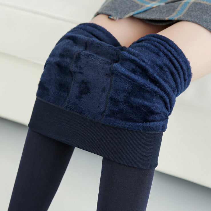 Plus Velvet Thickened Pearl Velvet Autumn And Winter Foot Warm Pants Outer Wear One-piece Women's Leggings