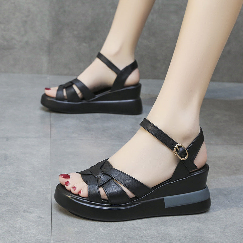 Women's Woven Buckle Fashion Platform Sandals