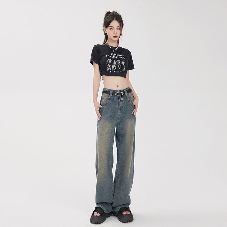 Retro Starry Sky Pattern Women's Loose Fitting Jeans