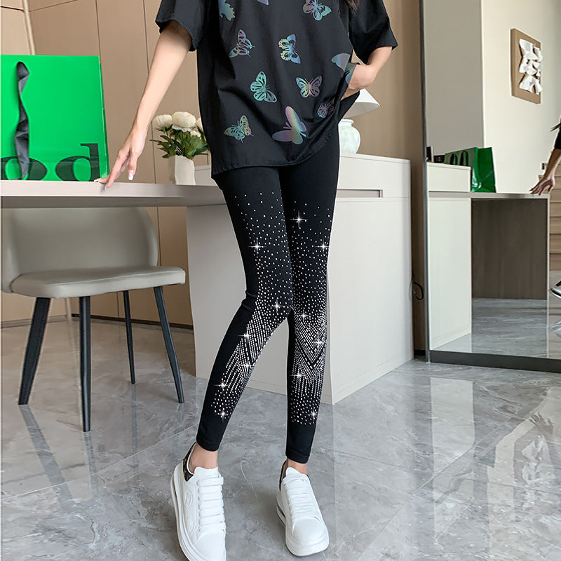 Shiny Rhinestone Leggings For Women