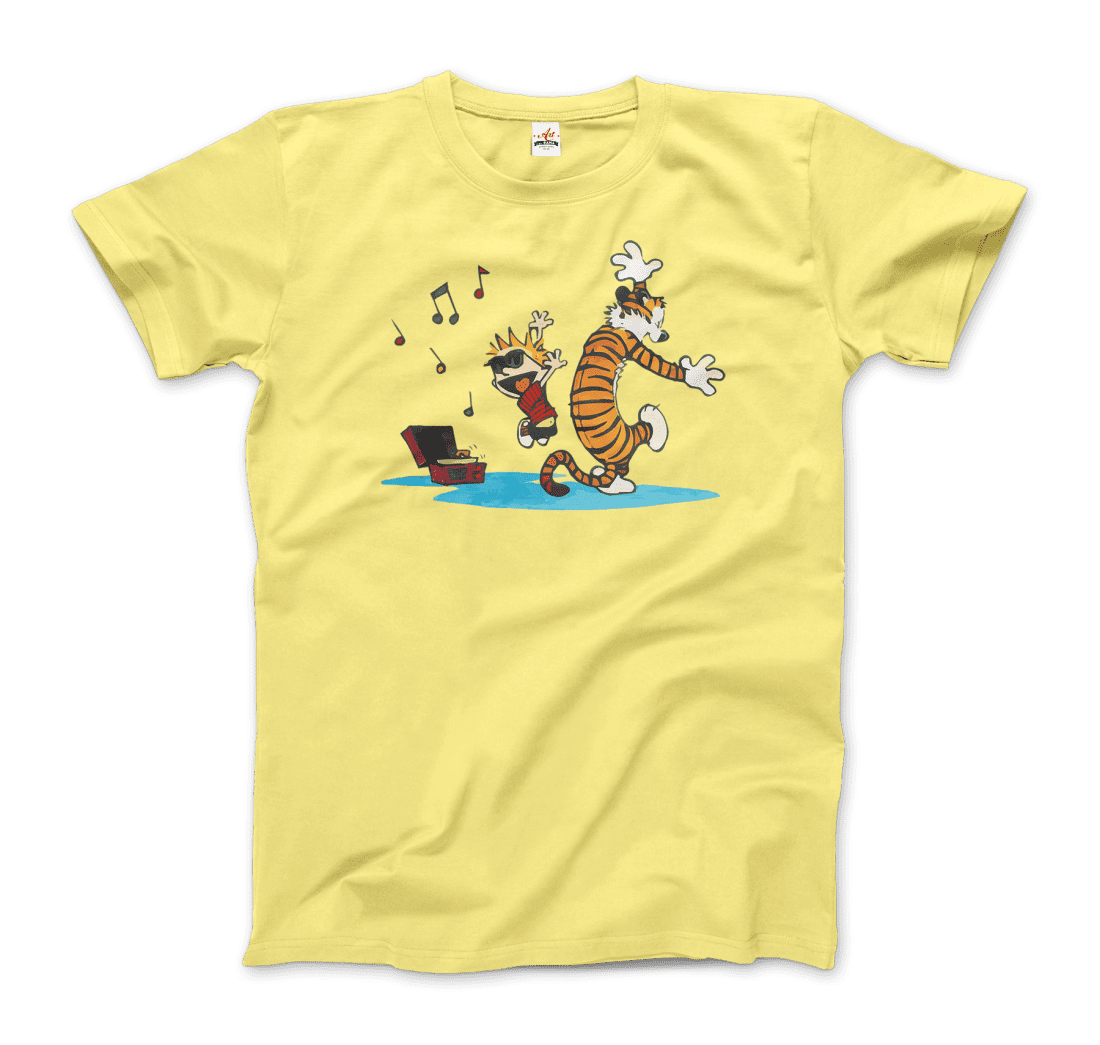 Calvin and Hobbes Dancing With Record Player T-Shirt