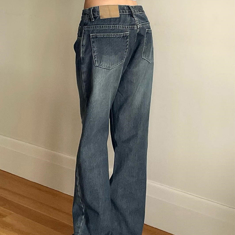 Fashionable Retro Loose Women's Straight-leg Denim Trousers