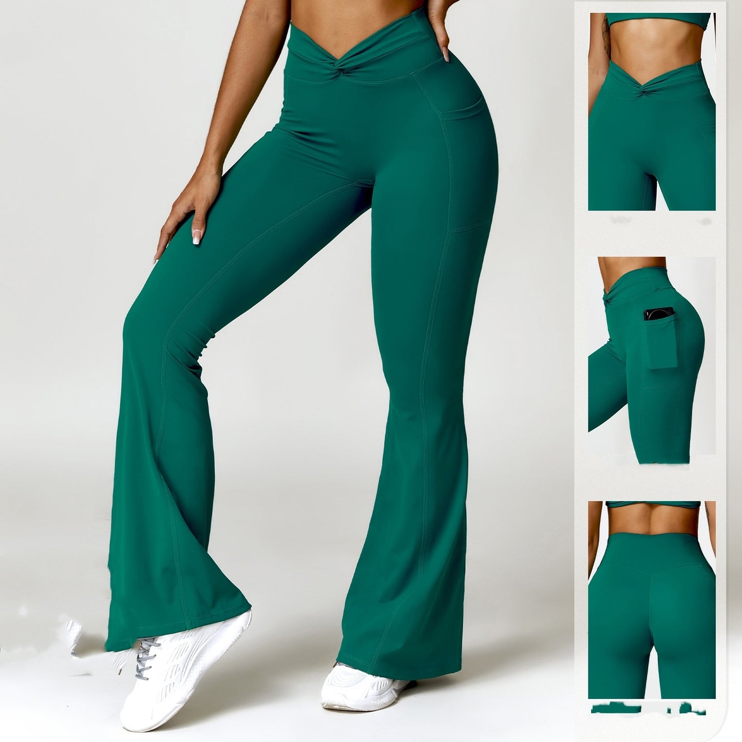 European And American Hip Raise High Waist Yoga Pants Women's Pocket