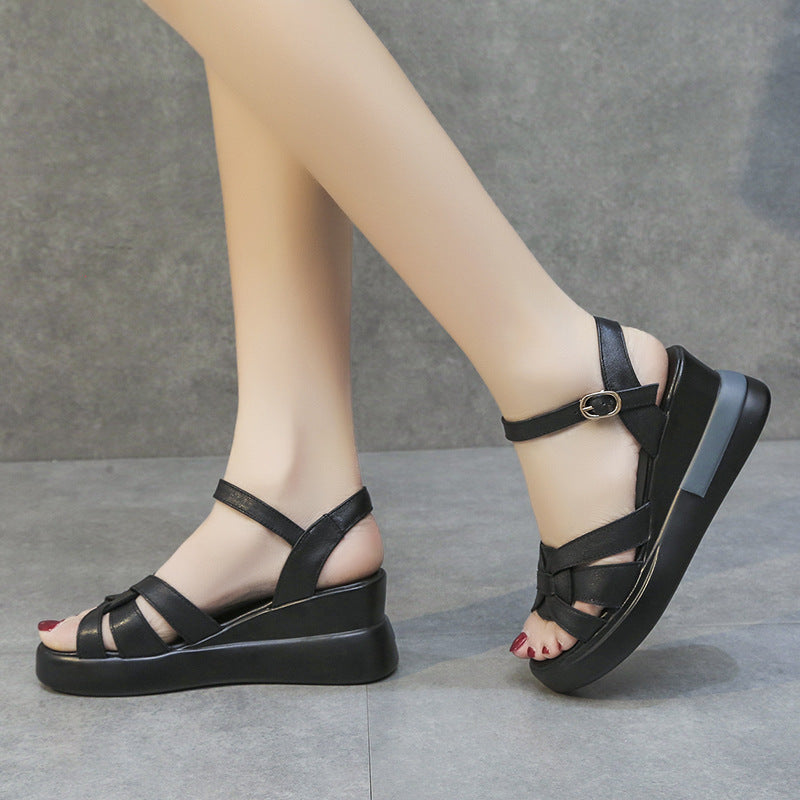 Women's Woven Buckle Fashion Platform Sandals